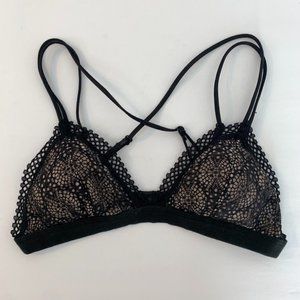 VICTORIA'S SECRET Black & Cream Lace Strappy Bralette